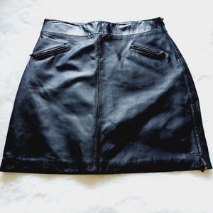 Attention Black Leather Zip Side Mini Skirt P381